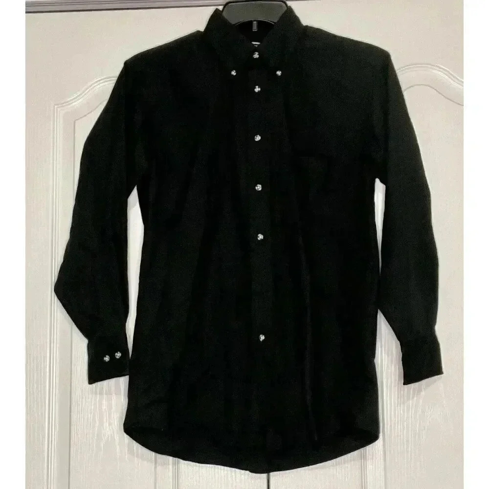 Edwards Men's Black Long Sleeve Button Up Dress Shirt‎ Style 1280-010 Size S 31
